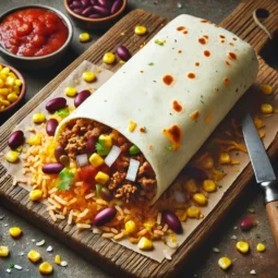 Een heerlijke mexicaanse buritto opgerold in een glutenvrije wrap